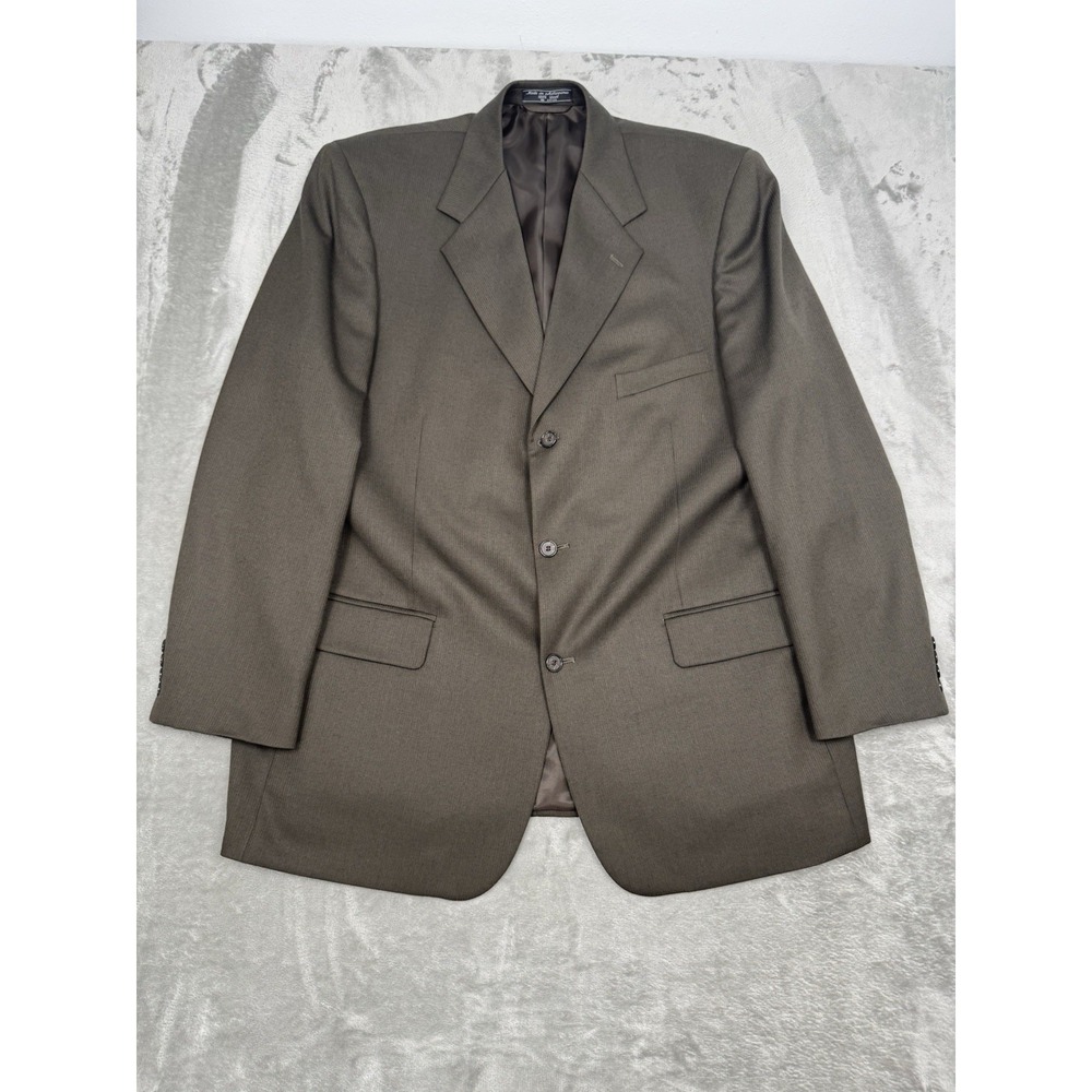 Vintage Gianelli Suit Blazer Jacket Mens 46L 100% Wool Sport Coat Brown 80s 90s